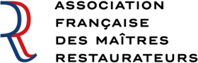 Logo des Französischen Verbandes der Meisterrestauratoren mit den Buchstaben "AF" in rot und blau gestaltet